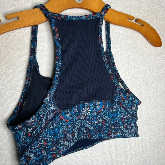 Athleta Blue Paisley Floral Print Racerback Padded Sports Bra Size XS - Picture 5 of 7
